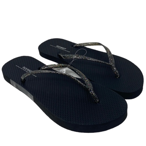 Old Navy Flip Flop Black Glitter Summer Sandals for Women 737433-10-1 - Picture 1 of 7